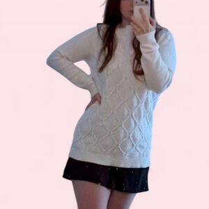 LOFT Cream Textured Knit Sweater
